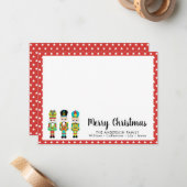 Aangepaste vrolijke kerst Notenkraker Rode Sterren Notitiekaartje (Voorkant / Achterkant in situ)