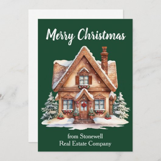 Aangepaste vrolijke kerst onroerend goed bedrijf feestdagenkaart (Voorkant / Achterkant)