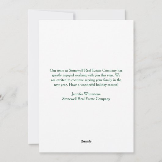 Aangepaste vrolijke kerst onroerend goed bedrijf feestdagenkaart (Achterkant)