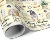 Aangepaste vrolijke kerst waterverf kabouter  cadeaupapier (Rol Hoek)