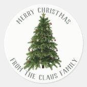 Aangepaste vrolijke kerstboom vakantie ronde sticker (Voorkant)
