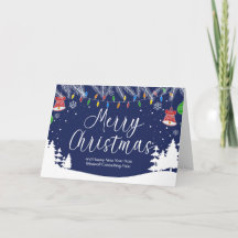 Aangepaste vrolijke kerstfeestelijke blauwe zakeli
