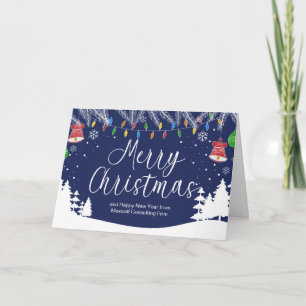 Aangepaste vrolijke kerstfeestelijke blauwe zakeli feestdagen kaart