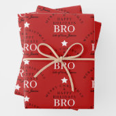 Aangepaste Vrolijke Kerstmis Rode Monogram Broer Inpakpapier Vel (In situ)