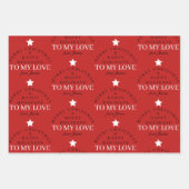 Aangepaste Vrolijke Kerstmis Rode Monogram Echtgen Inpakpapier Vel (Voorkant)