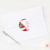 Aangepaste vrolijke kerstnamen Tekstboom Sjabloon Ronde Sticker (Envelop)