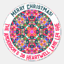 Aangepaste vrolijke kleurrijke moderne kerst adres