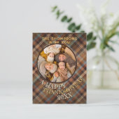 Aangepaste vrolijke Schattigee Thanksgiving Plaid Briefkaart (Staand voorkant)
