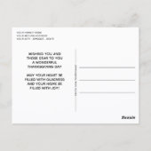 Aangepaste vrolijke Schattigee Thanksgiving Plaid Briefkaart (Achterkant)