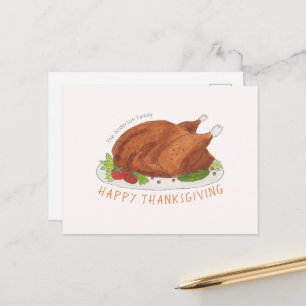 Aangepaste vrolijke Thanksgiving gebraden kalkoen Feestdagenkaart