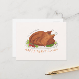 Aangepaste vrolijke Thanksgiving gebraden kalkoen Feestdagenkaart