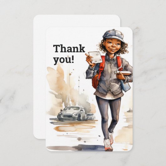 Aangepaste Vrouw briefdrager Bedankkaart (Voorkant / Achterkant)