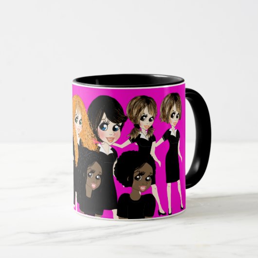 Aangepaste Vrouw Cartoon karikatuur geschenk met t Mok (Voorkant rechts)