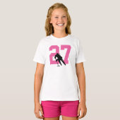 Aangepaste Vrouw Hockey Player Name Number PInk T-shirt (Voorkant volledig)