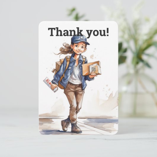 Aangepaste Vrouw Letter Carrier Bedankkaart (Staand voorkant)