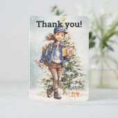 Aangepaste Vrouw Letter Carrier Kerstboom Bedankkaart (Staand voorkant)