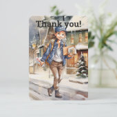 Aangepaste Vrouw Letter Carrier Kerstmis Bedankkaart (Staand voorkant)