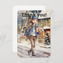 Aangepaste Vrouw Letter Carrier Kerstmis Bedankkaart