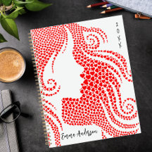 Aangepaste vrouw silhouet in rode harten | Bon Voy