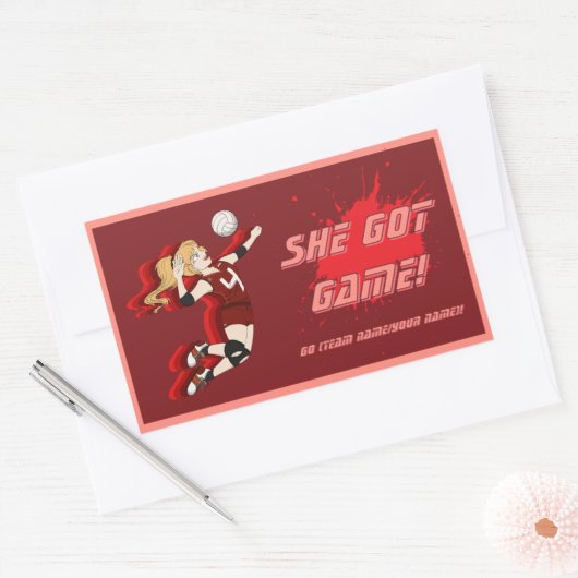 Aangepaste Vrouw Volleybal Speler Sticker (Envelop)