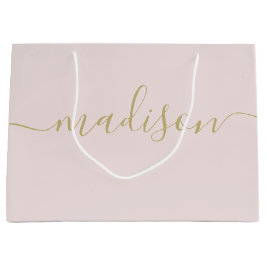 Aangepaste vrouwelijke gouden script roze rood groot cadeauzakje