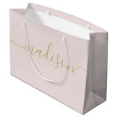 Aangepaste vrouwelijke gouden script roze rood groot cadeauzakje (Achterkant Gekanteld)