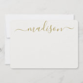 Aangepaste vrouwelijke gouden typografie scriptnaa notitiekaartje (Voorkant)