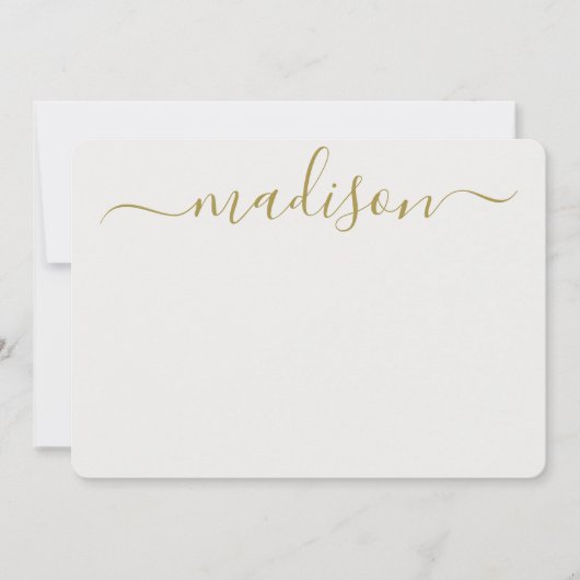 Aangepaste vrouwelijke gouden typografie scriptnaa notitiekaartje (Voorkant)