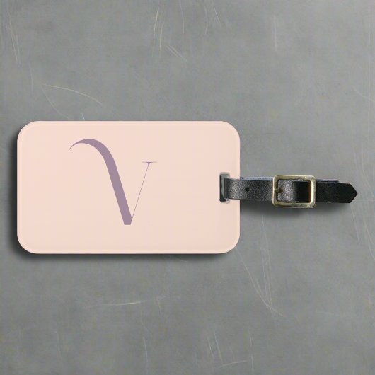 Aangepaste vrouwelijke Initiaal naam Blush Roze Sc Bagagelabel