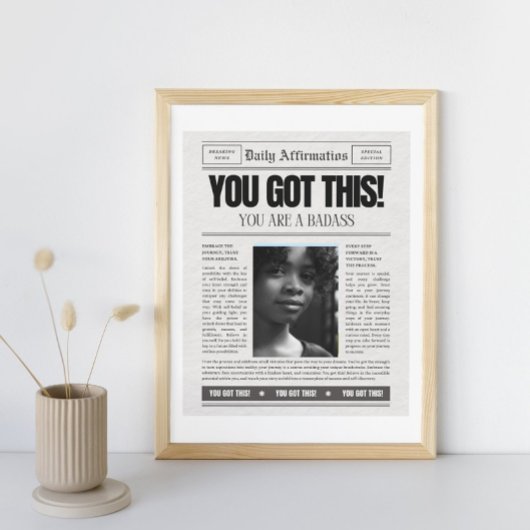 Aangepaste Vrouwen Affirmaties Krant Hoesje Pagina Canvas Afdruk