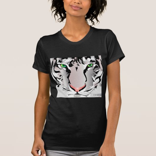 AANGEPASTE VROUWEN T-SHIRT- TIJGER-WIT/GRIJS T-SHIRT (Voorkant)