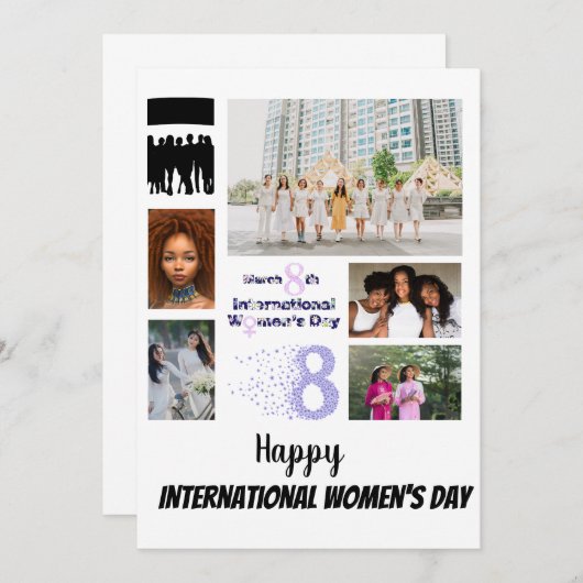 Aangepaste vrouwendag 8 Fotocollage Kaart (Voorkant / Achterkant)