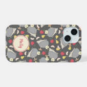 Aangepaste vrucht patroon met schattige egel iPhone 15 case (Achterkant horizontaal)