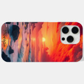 Aangepaste vurige zonsondergang kustlijn – Oceaan  Case-Mate iPhone Case (Achterkant (horizontaal))