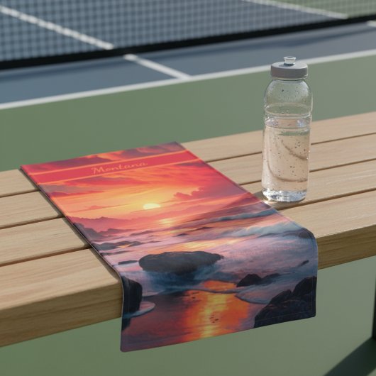 Aangepaste vurige zonsondergangkust – Ocean Cliffs Handdoek
