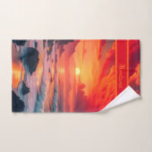 Aangepaste vurige zonsondergangkust – Ocean Cliffs Handdoek (Handdoek)