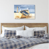 Aangepaste vuurtoren roeiboot kust strandhuis canvas afdruk (Insitu (Slaapkamer))