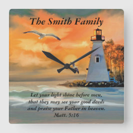 Aangepaste vuurtoren Verse Verse Bijbel Vierkante Klok