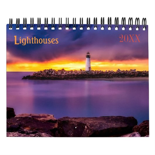 Aangepaste Vuurtorenkalender|Bewerkbare jaartekst Kalender (Hoes)