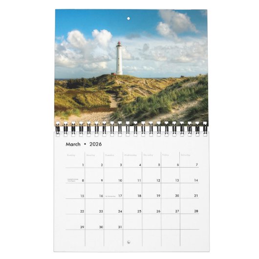 Aangepaste Vuurtorenkalender|Bewerkbare jaartekst Kalender (Mar 2026)