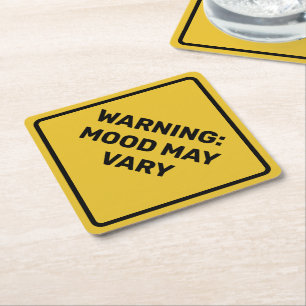 Aangepaste waarschuwing Diamond Sign Kartonnen Onderzetters