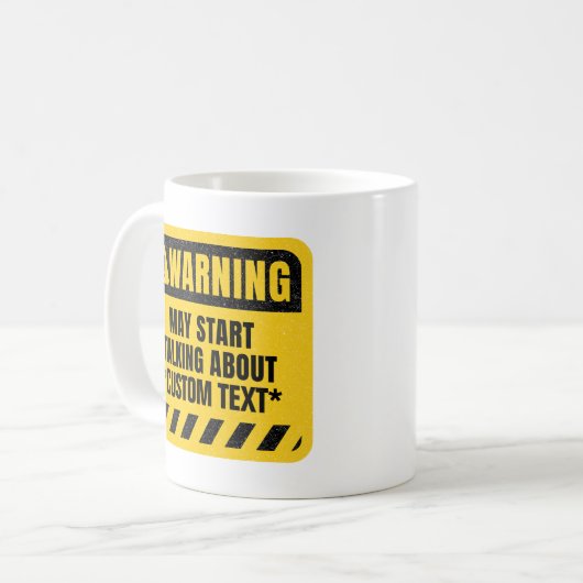 Aangepaste waarschuwing kan beginnen met praten ov koffiemok (Voorkant links)