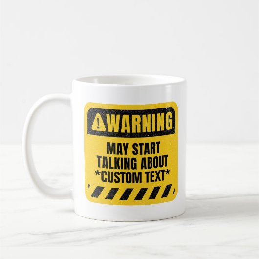 Aangepaste waarschuwing kan beginnen met praten ov koffiemok (Links)