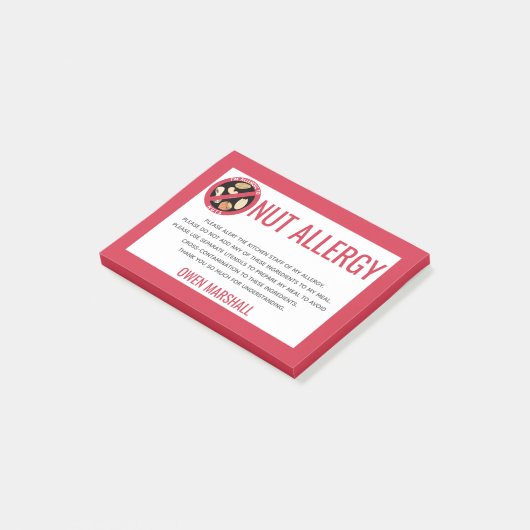 Aangepaste Waarschuwing Pinda Boomnoot Allergie Re Post-it® Notes (Schuin)