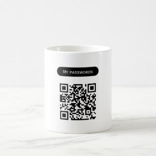 Aangepaste wachtwoorden voor qr-codes scannen op e koffiemok