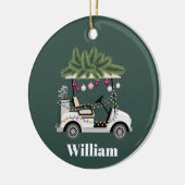 Aangepaste wagennaam Golfballen Kerstmis Golfer Keramisch Ornament (Links)