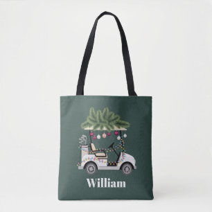 Aangepaste wagennaam Golfballen Kerstmis Golfer Tote Bag