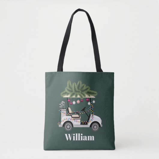 Aangepaste wagennaam Golfballen Kerstmis Golfer Tote Bag (Voorkant)