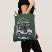 Aangepaste wagennaam Golfballen Kerstmis Golfer Tote Bag (Dichtbij)