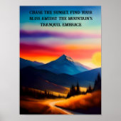 Aangepaste Wall Art Waterverf Sunset Mountain Trai Poster (Voorkant)